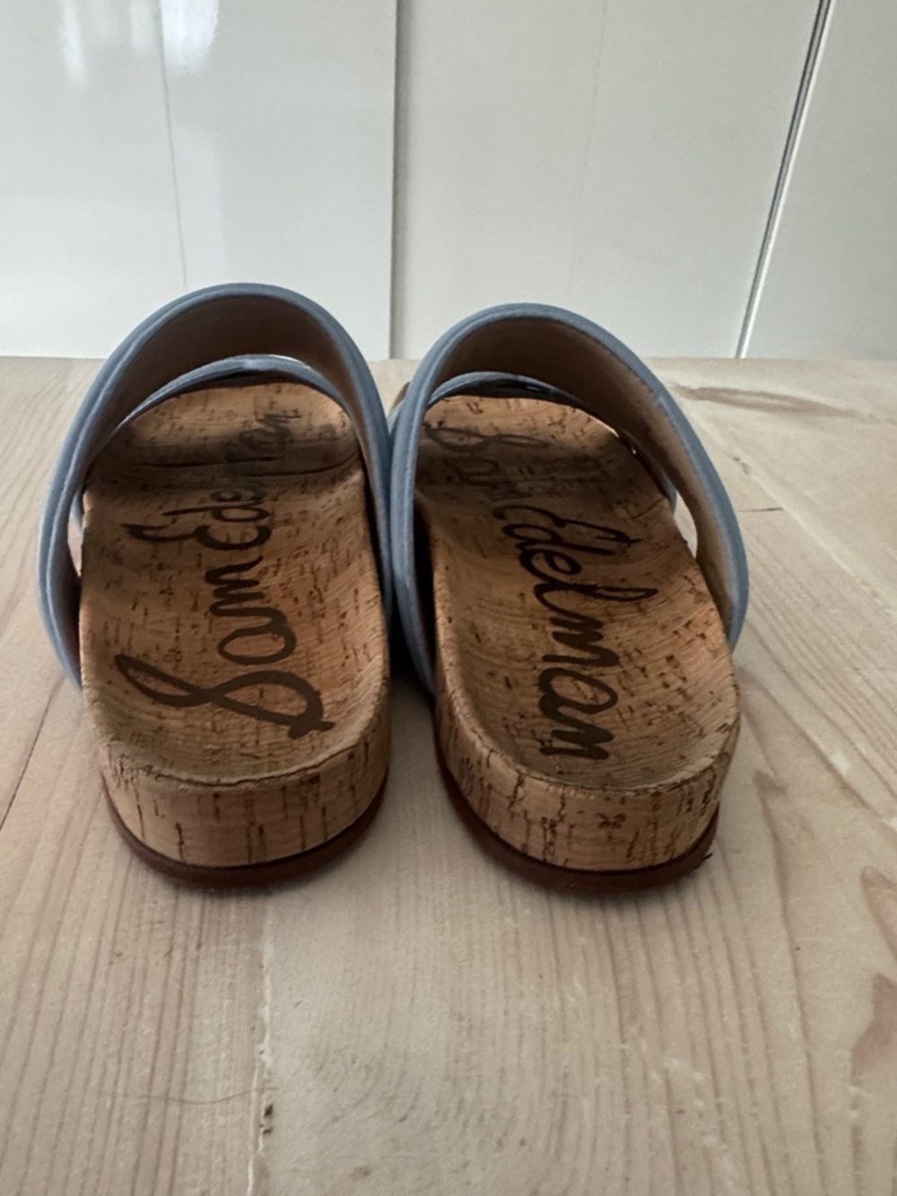 Sam Edelman Light Blue Dual-Strap Cork Slide Sandals - Picture 5 of 6